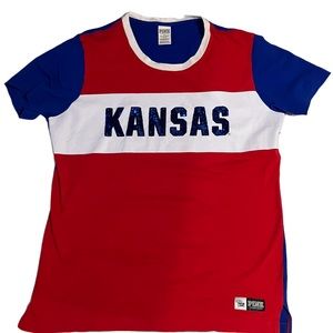 Pink Kansas Jayhawks Short sleeve Sequin shirt l KU Bling